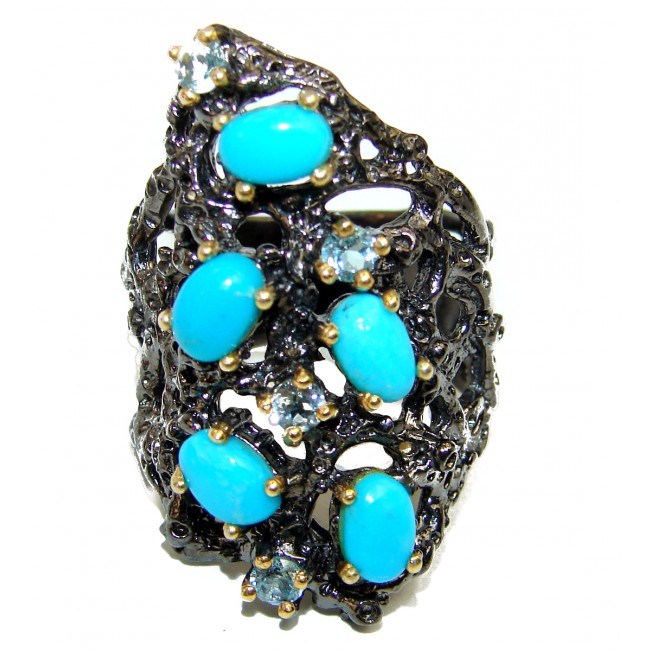 Authentic Turquoise black rhodium over .925 Sterling Silver ring; s. 7 3/4