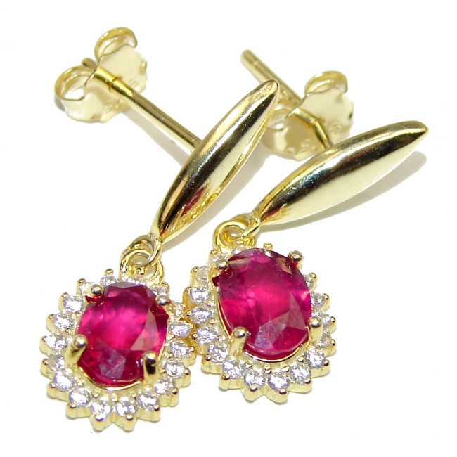 Vintage Design authentic Ruby 18K Gold over .925 Sterling Silver earrings