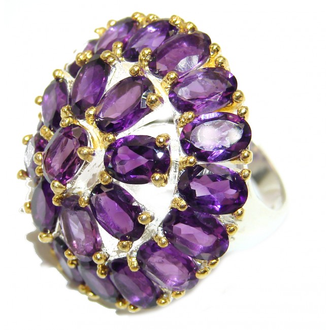 Vintage Style 18.2 carat Amethyst .925 Sterling Silver handmade Cocktail Ring s. 8