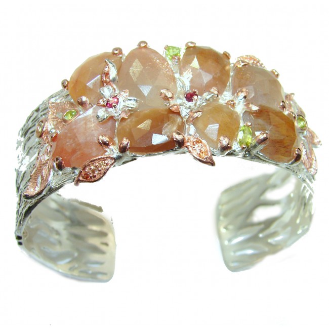 LARGE Golden Calcite highly polished .925 Sterling Silver handcrafted Bracelet / Cuff