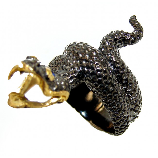 Cobra Snake black rhodium over .925 Sterling Silver handmade Ring size 7 3/4