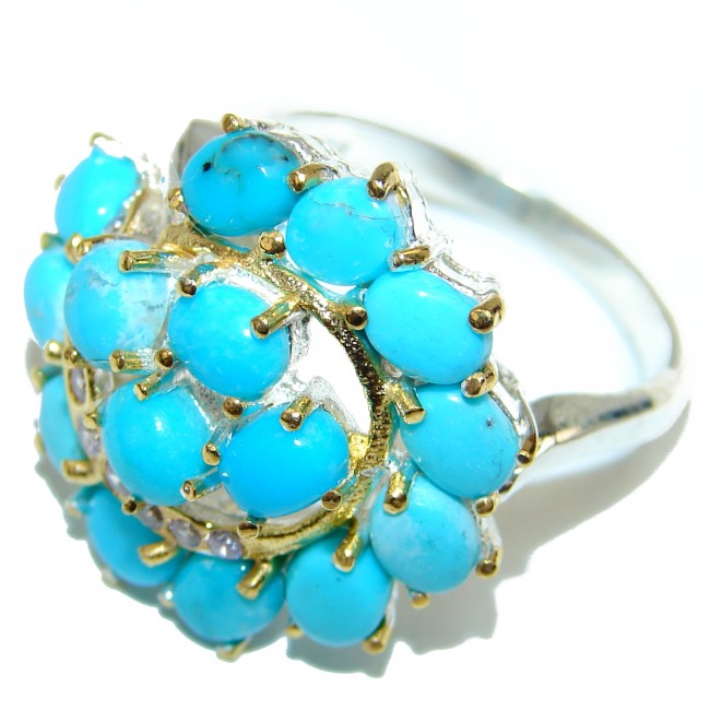 Authentic stabilized Turquoise .925 Sterling Silver ring; s. 9