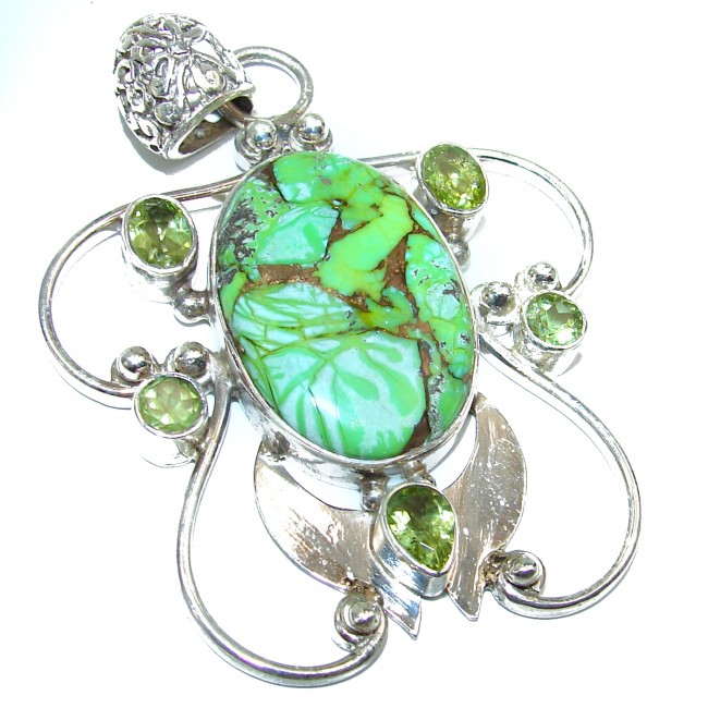 Green Turquoise .925 Sterling Silver handmade Pendant
