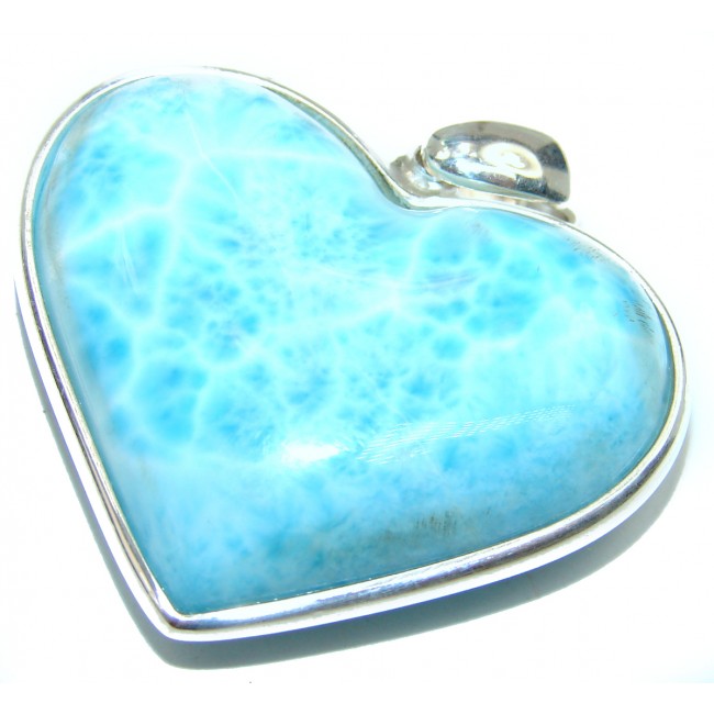 23.5 grams! Large Angel's Heart amazing quality Larimar .925 Sterling Silver handmade pendant