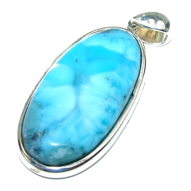 Precious Blue Larimar .925 Sterling Silver handmade pendant