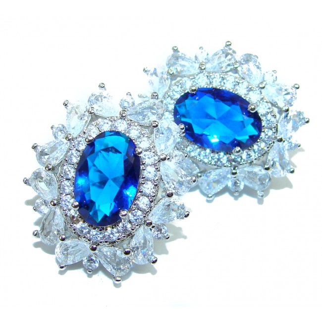 Abundance of Joy Blue Topaz .925 Sterling Silver handcrafted Large earrings