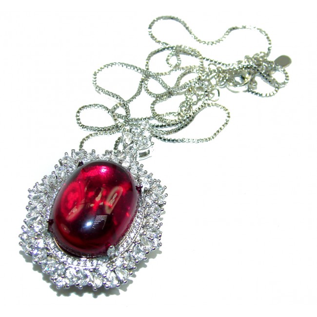 Ruby 18K White over .925 Sterling Silver handmade Necklace