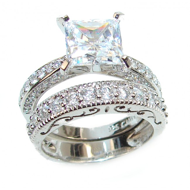 Spectacular White Topaz .925 Sterling Silver stack up ring size 7