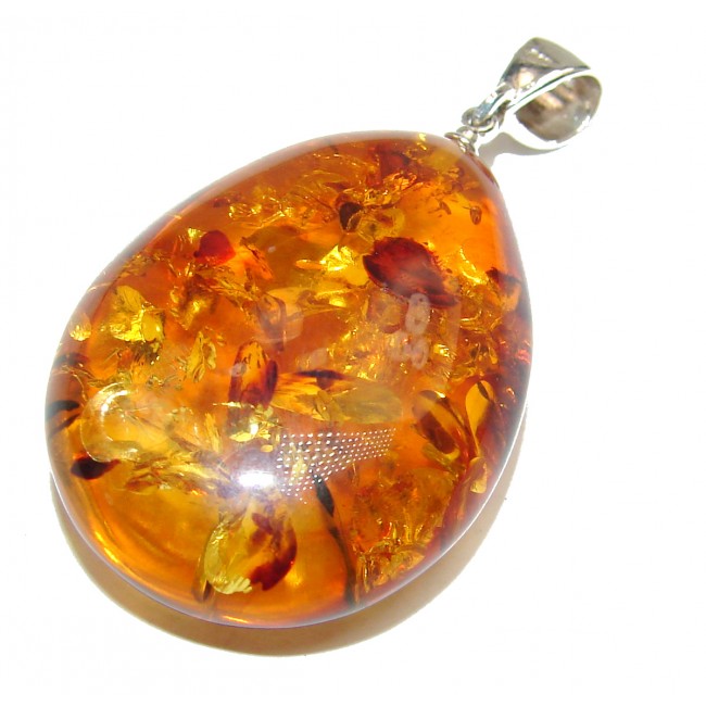 Amazing quality Amber .925 Sterling Silver handmade pendant