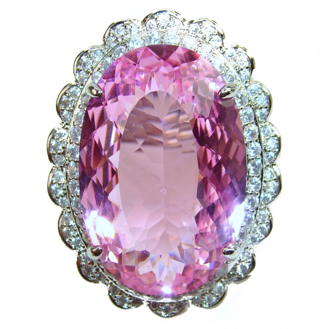 Priscilla huge Pink Topaz .925 Silver handcrafted Ring s. 6 1/4