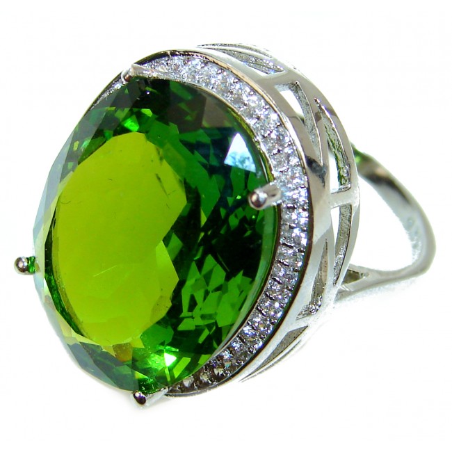 Huge Precious Green Topaz .925 Sterling Silver Statement HUGE Ring s. 8