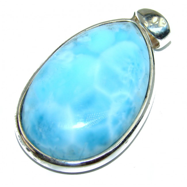 Precious Blue Larimar .925 Sterling Silver handmade pendant