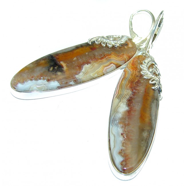 Exclusive Butterfly Wings Jasper .925 Sterling Silver handcrafted Earrings