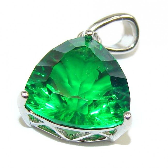 Superior quality 8.2 carat Fresh Green Helenite .925 Sterling Silver Pendant