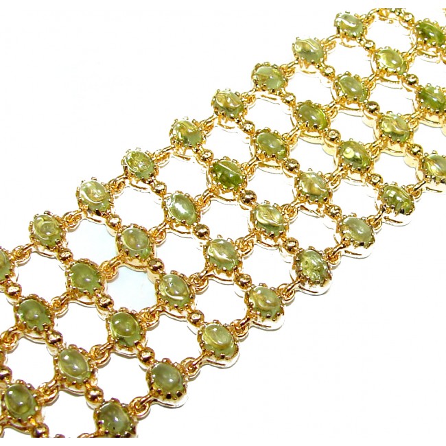 Luxury Authentic Peridot 14K Gold over .925 Sterling Silver handmade Large Bracelet