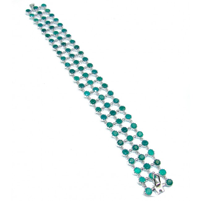 Luxury Authentic Emerald .925 Sterling Silver handmade Large Bracelet
