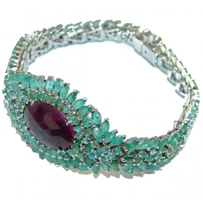 Natalie authentic Emerald Ruby .3925 Sterling Silver handcrafted Bracelet