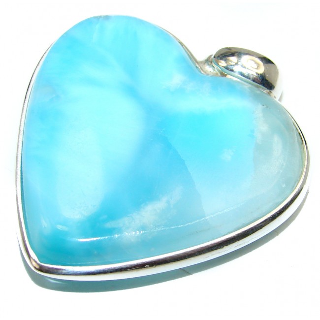 25.8 grams! Large Angel's Heart amazing quality Larimar .925 Sterling Silver handmade pendant