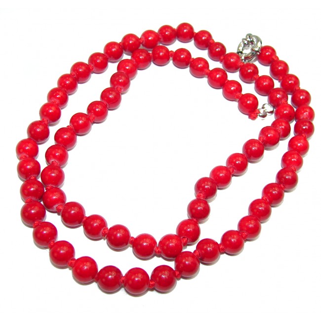 Sublime Red Fossilized Coral Sterling Silver handmade Necklace