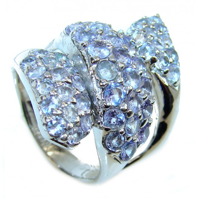Bouquet of Flowers Authentic Tanzanite .925 Sterling Silver handmade Ring s. 6