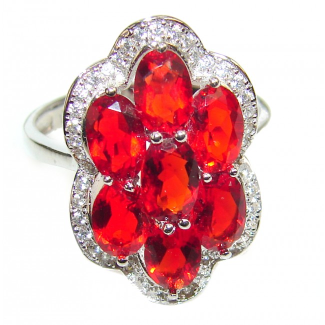 Authentic Red Helenite .925 Sterling Silver ring s. 7 1/4