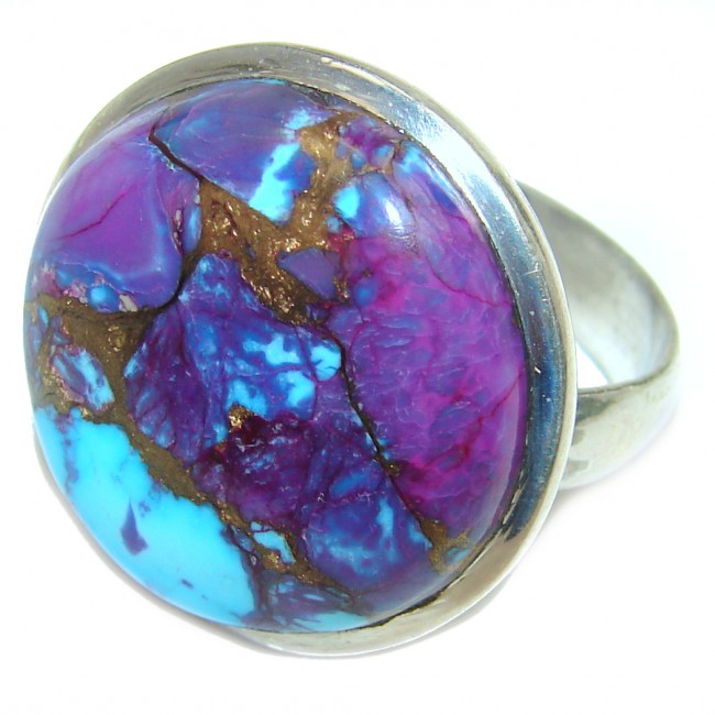 Purple Turquoise .925 Sterling Silver handcrafted ring; s. 12