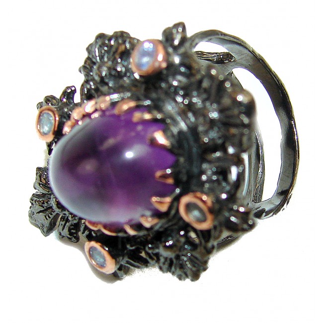 Purple Beauty 11.5 carat Amethyst 18K Rose Gold over .925 Sterling Silver Ring size 7