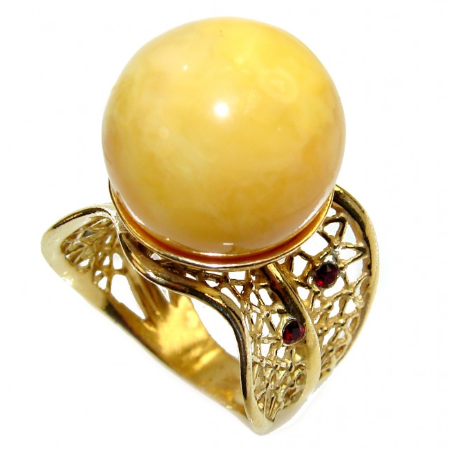 Authentic Baltic Amber 18K Gold over .925 Sterling Silver handcrafted ring; s. 9