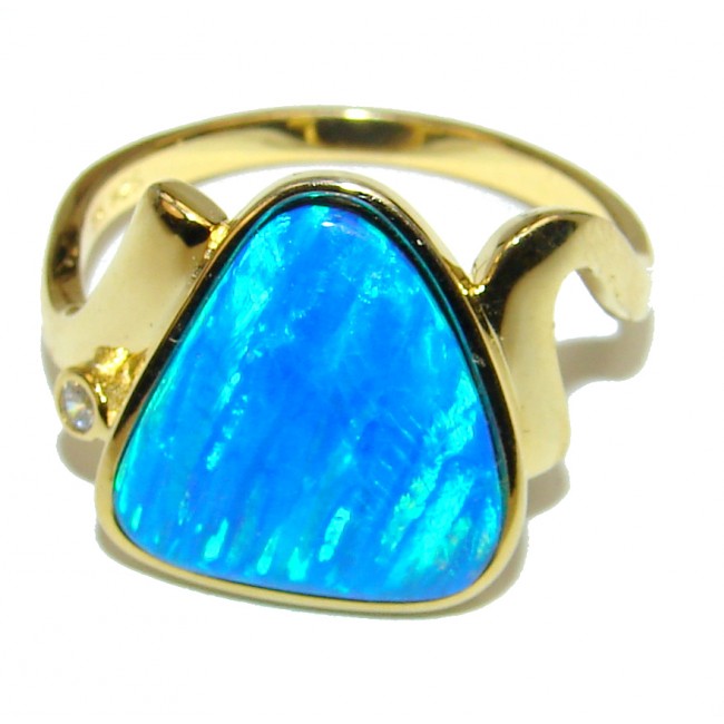 Australian Doublet Opal 18K Gold over .925 Sterling Silver handcrafted ring size 9