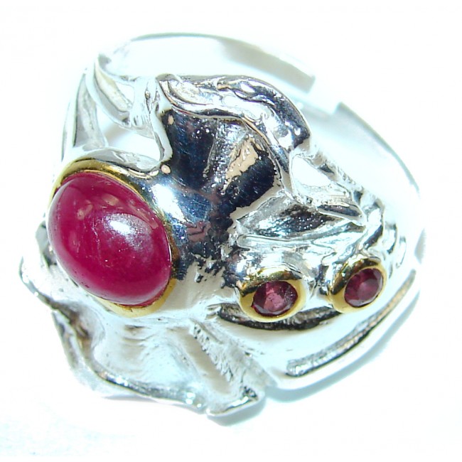 Special Ruby 14 K Gold over .925 Sterling Silver handmade ring s. 8 1/4