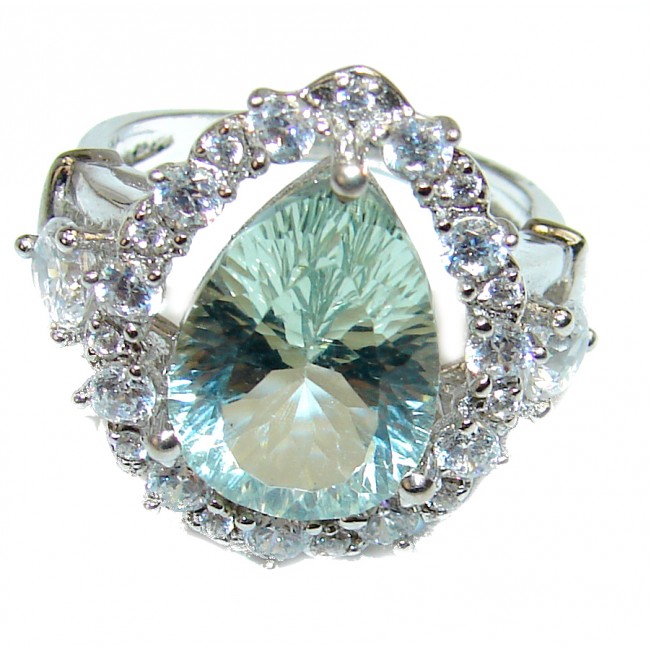 Best quality Green Amethyst .925 Sterling Silver handcrafted Ring Size 7 1/4