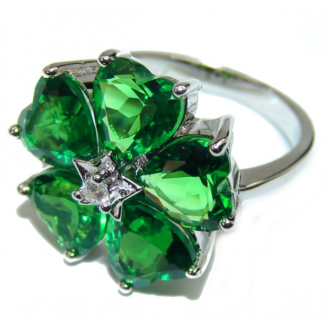 Spectacular Natural Chrome Diopside .925 Sterling Silver handmade Statement ring s. 6