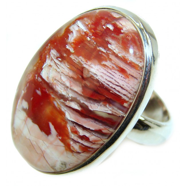 Perfect Red Creek Jasper Sterling Silver handmade Ring s. 9
