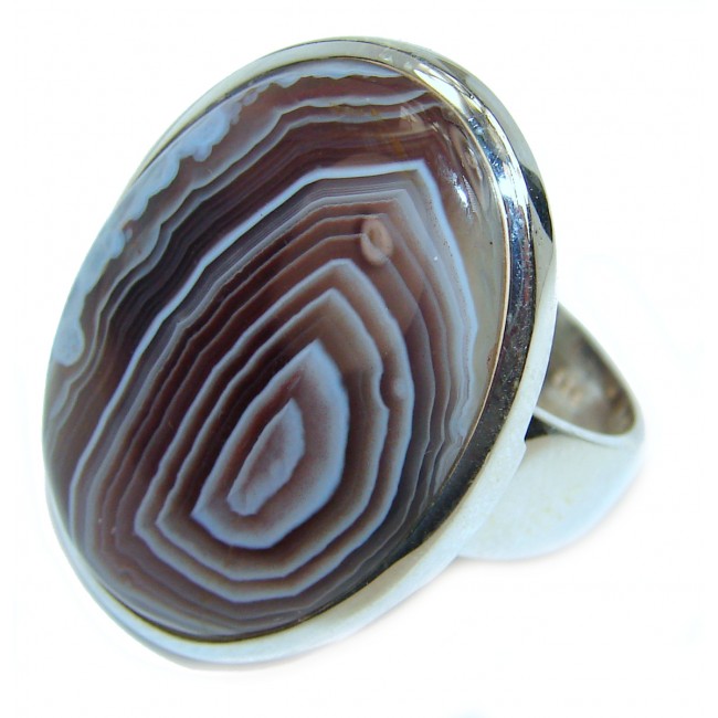 Top Quality Botswana Agate .925 Sterling Silver hancrafted Ring s. 9