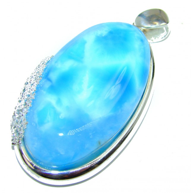 Precious AAAAA quality Blue Larimar .925 Sterling Silver handmade pendant