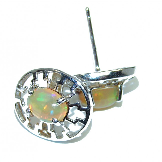 Vintage Style Authentic Ethiopian Fire Opal .925 Sterling Silver handcrafted earrings