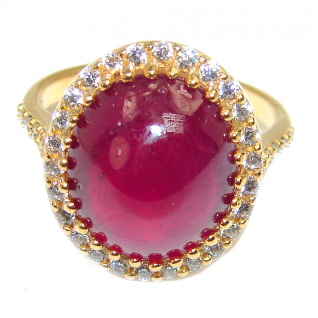 Great quality unique Ruby 18K white Gold over .925 Sterling Silver handcrafted Ring size 8