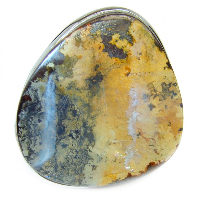 Atlantic Australian Boulder Opal .925 Sterling Silver handcrafted HUGE ring size 7