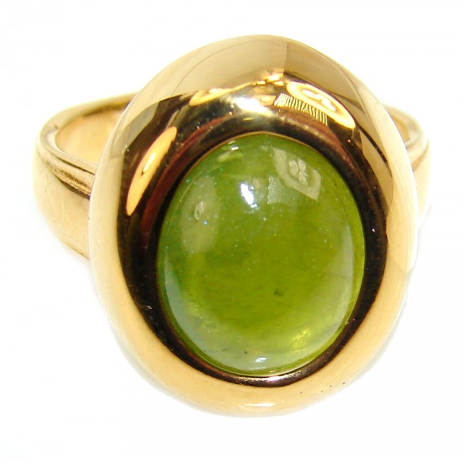 Authentic 15.2ct Green Tourmaline Yellow gold over .925 Sterling Silver brilliantly handcrafted ring s. 6
