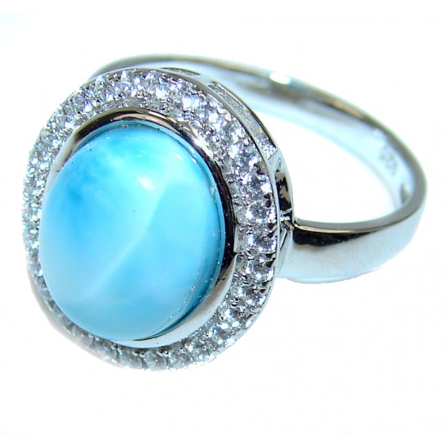 Natural Larimar .925 Sterling Silver handcrafted Ring s. 5