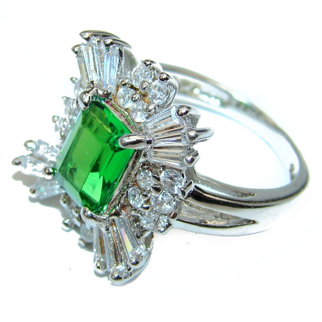 Spectacular Natural Chrome Diopside .925 Sterling Silver handmade Statement ring s. 5