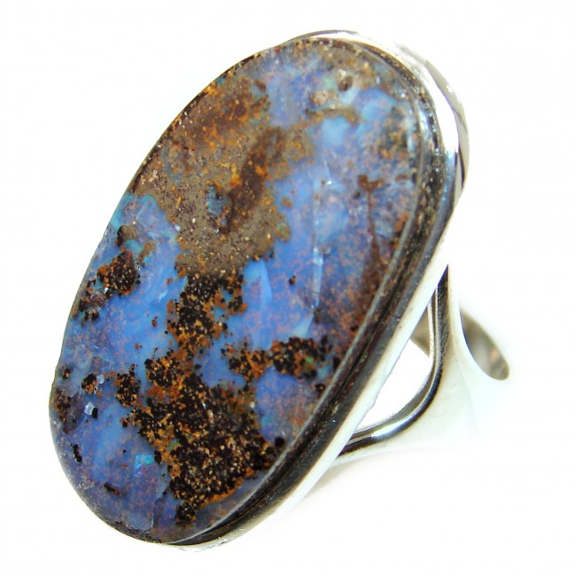 Atlantic Australian Boulder Opal .925 Sterling Silver handcrafted ring size 7