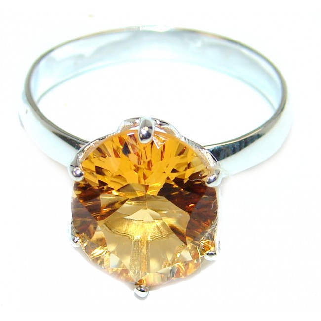 Vintage Style Citrine .925 Sterling Silver handmade Ring s. 8 1/2