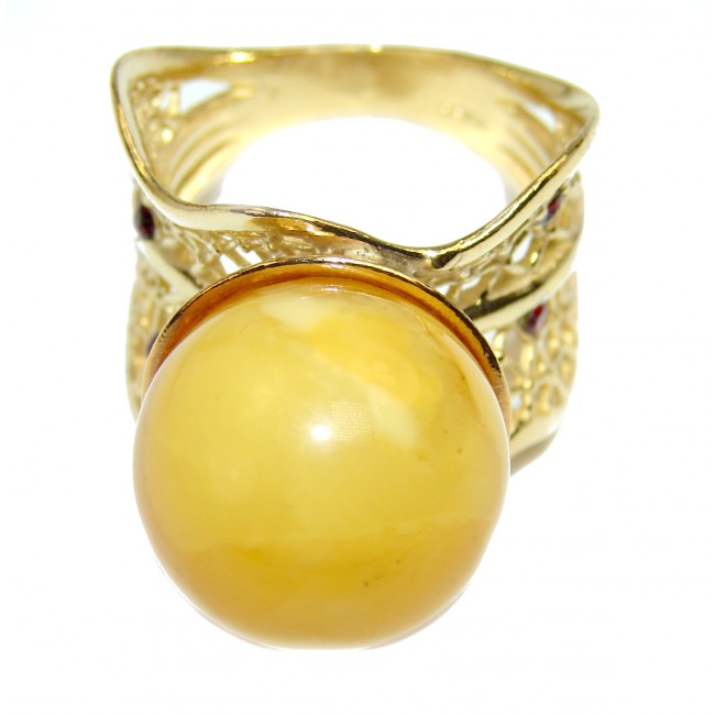 Authentic Baltic Amber 18K Gold over .925 Sterling Silver handcrafted ring; s. 9 3/4