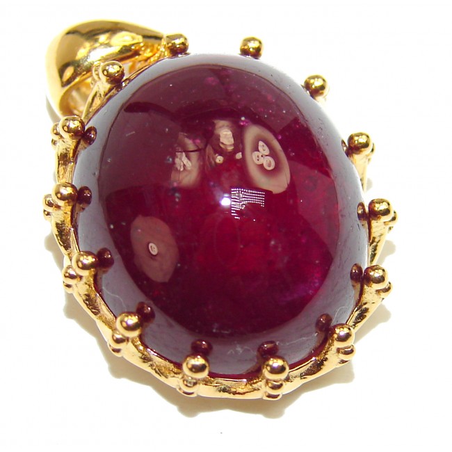 Precious Treasure 24 carat Genuine Ruby 18K Gold over .925 Sterling Silver handmade Pendant
