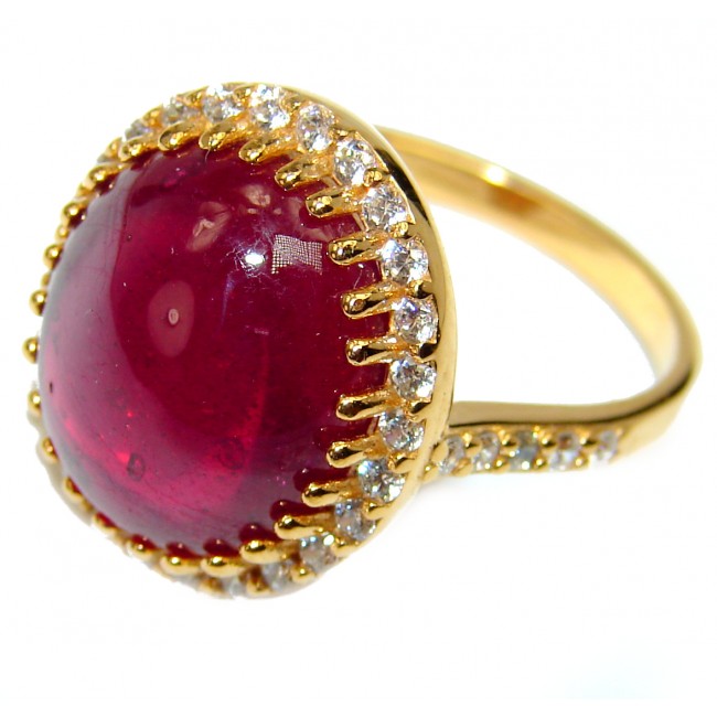 Great quality unique Ruby 18K white Gold over .925 Sterling Silver handcrafted Ring size 7 3/4