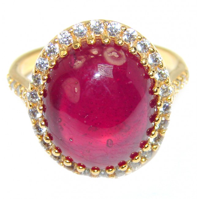 Great quality unique Ruby 18K white Gold over .925 Sterling Silver handcrafted Ring size 7 3/4