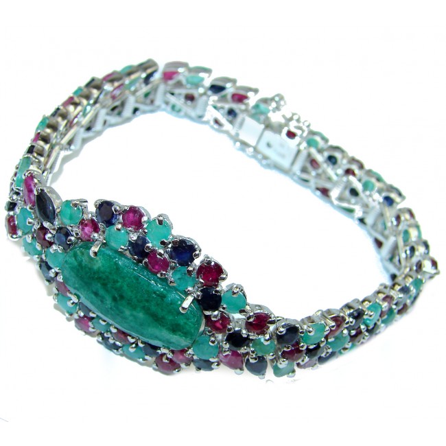 Emily authentic Emerald Ruby .3925 Sterling Silver handcrafted Bracelet