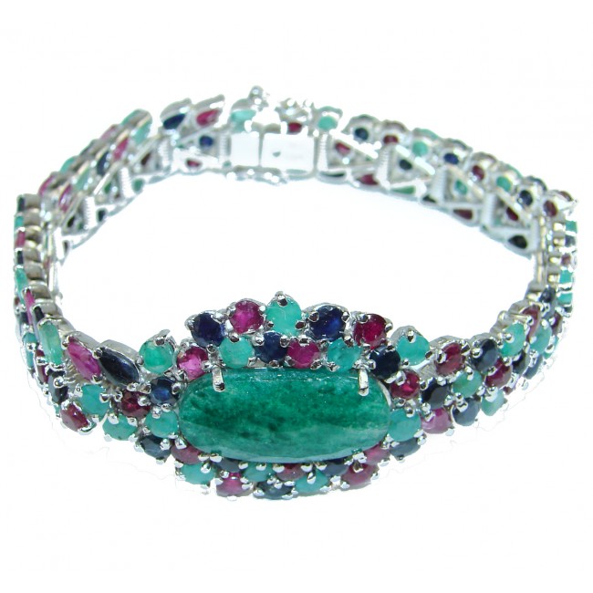 Emily authentic Emerald Ruby .3925 Sterling Silver handcrafted Bracelet