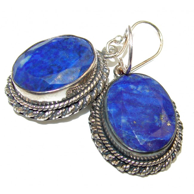 Outstanding Blue Lapis Lazuli .925 Sterling Silver earrings